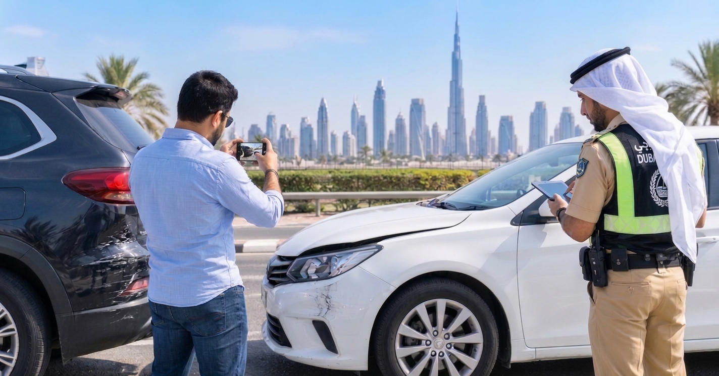 ماذا تفعل بعد حادث بسيط بسيارة مستأجرة في دبي